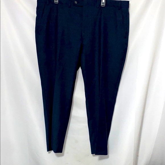 LAUREN RALPH LAUREN MENS 42x 30 NAVY Blue SUBTLE PLAID WOOL Dress Pants - Picture 1 of 14